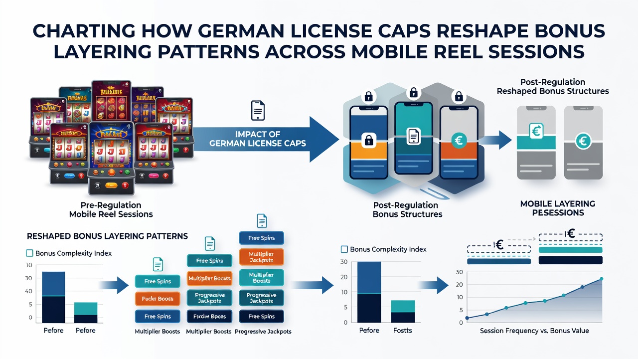 Grafik zu mobilen Sitzungsdynamiken und gestaffelten Boni unter Lizenzcaps