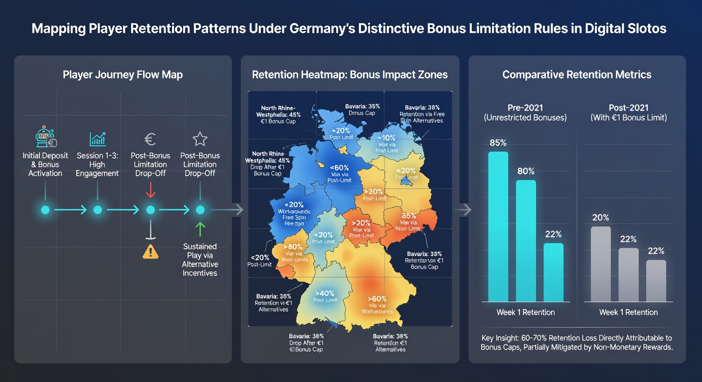 Diagramm zur Analyse von Retentionsmustern und Bonuslimitierungen in Slot-Umgebungen