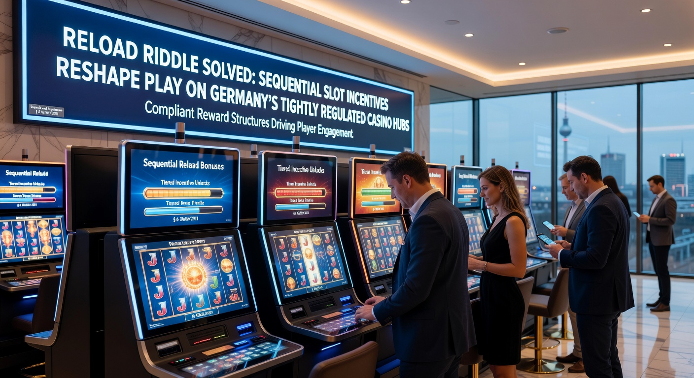 Dynamische Grafik, die sequenzielle Reload-Boni in Form einer Kette darstellt, die Spieler durch längere Slot-Sessions in deutschen Casinos führt